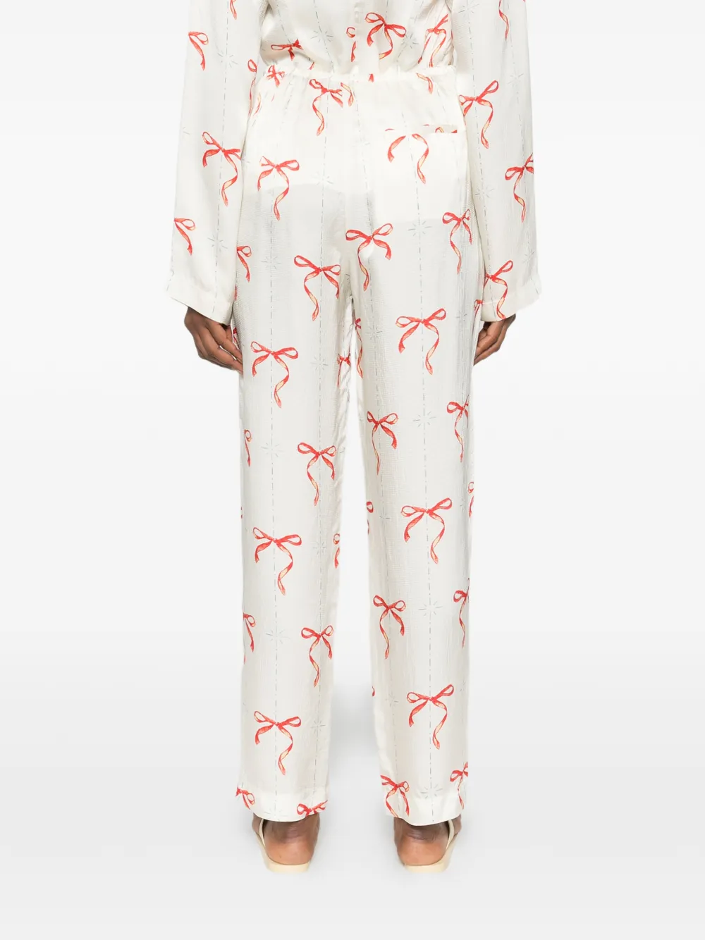Forte Le Noeud d'Argent broek met trekkoord en print Beige