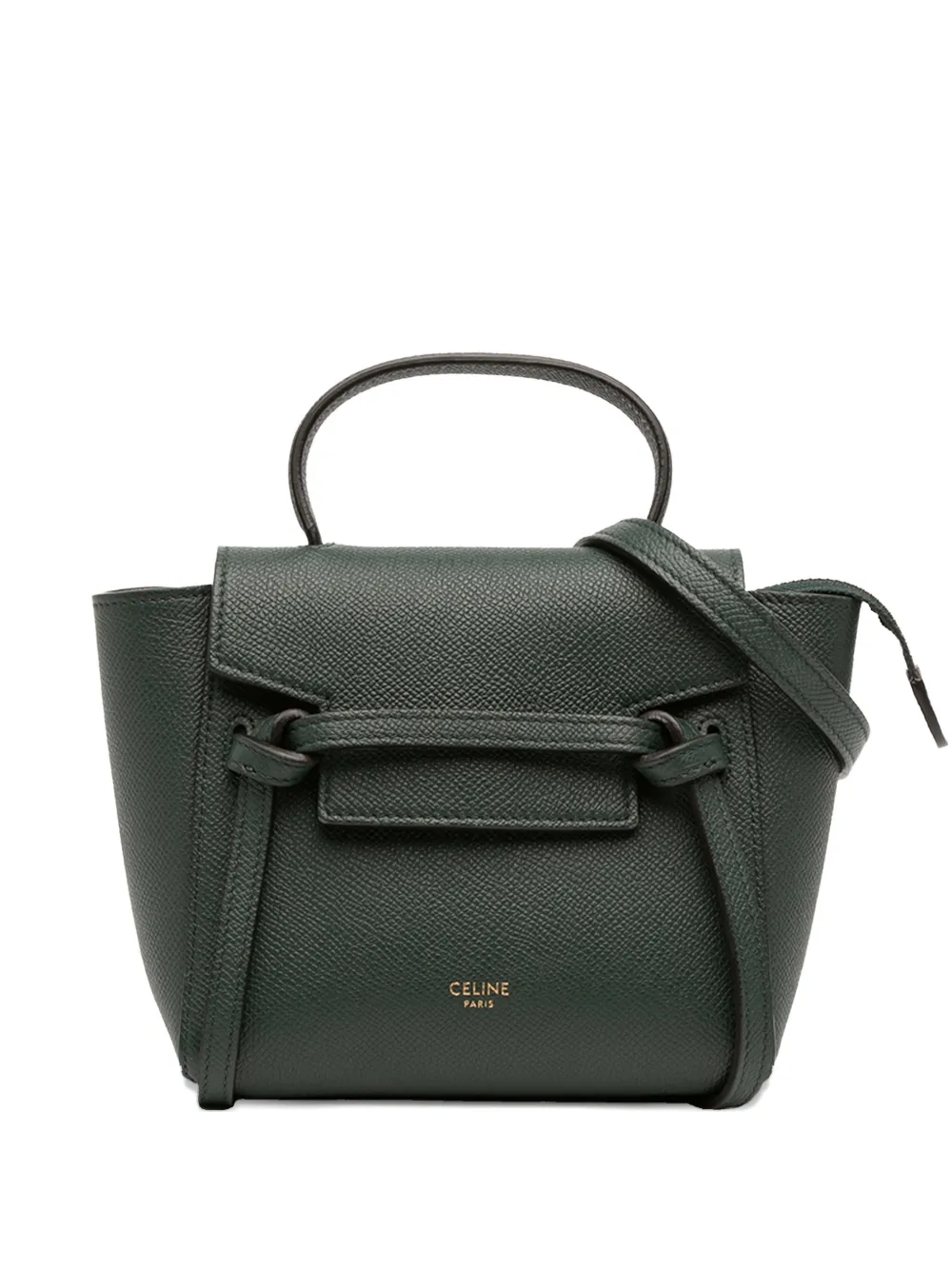Celine Pre-Owned 2020 Pico Grained Calfskin Belt Bag satchel | Green | Image 1