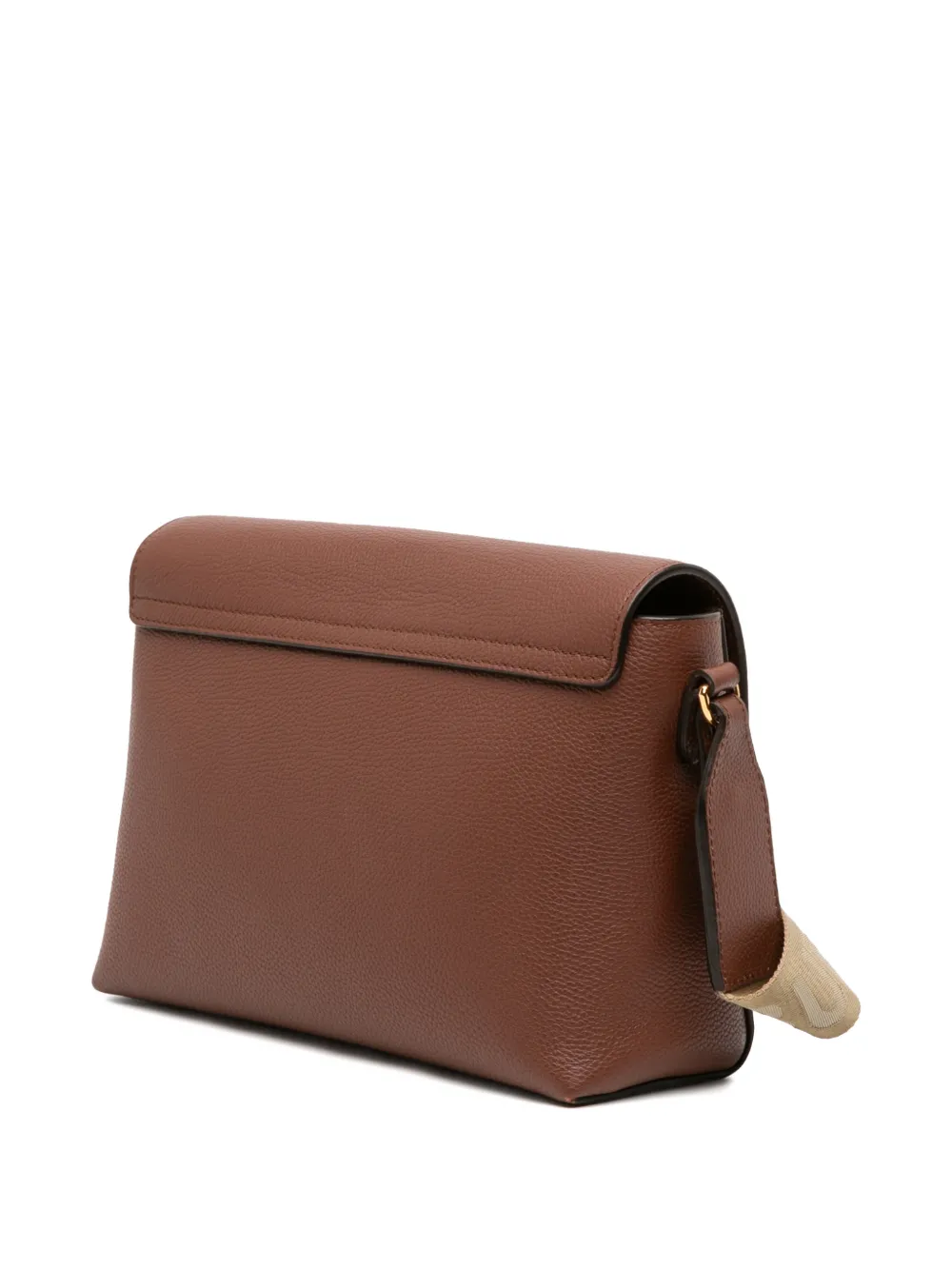 Pre-owned Burberry 2018-2025 Leather And House Check Canvas Note Crossbody Bag In Brown