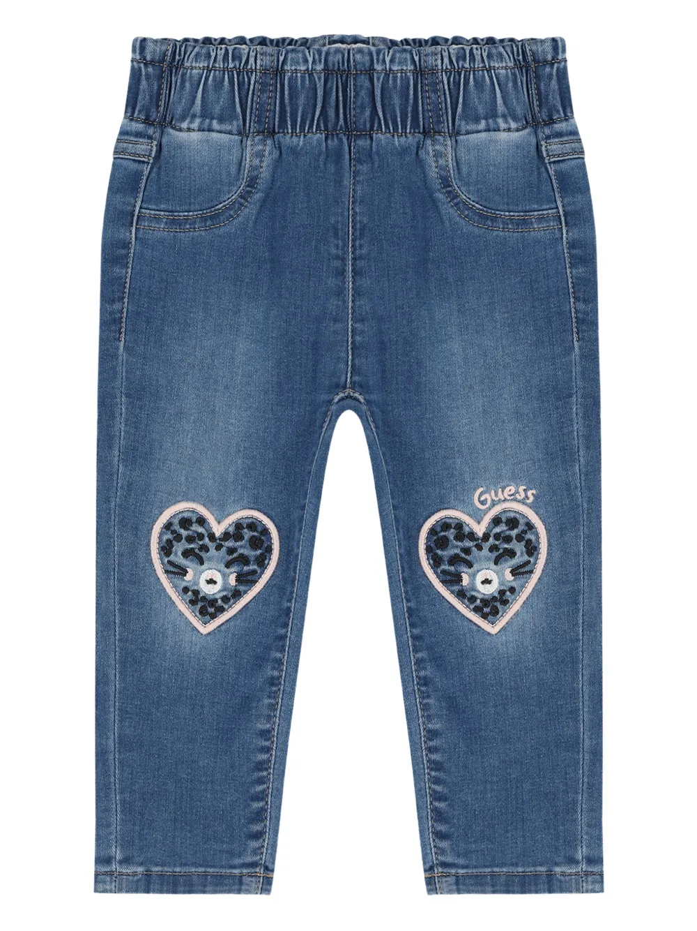 guess kids heart-detail jeans - Blu