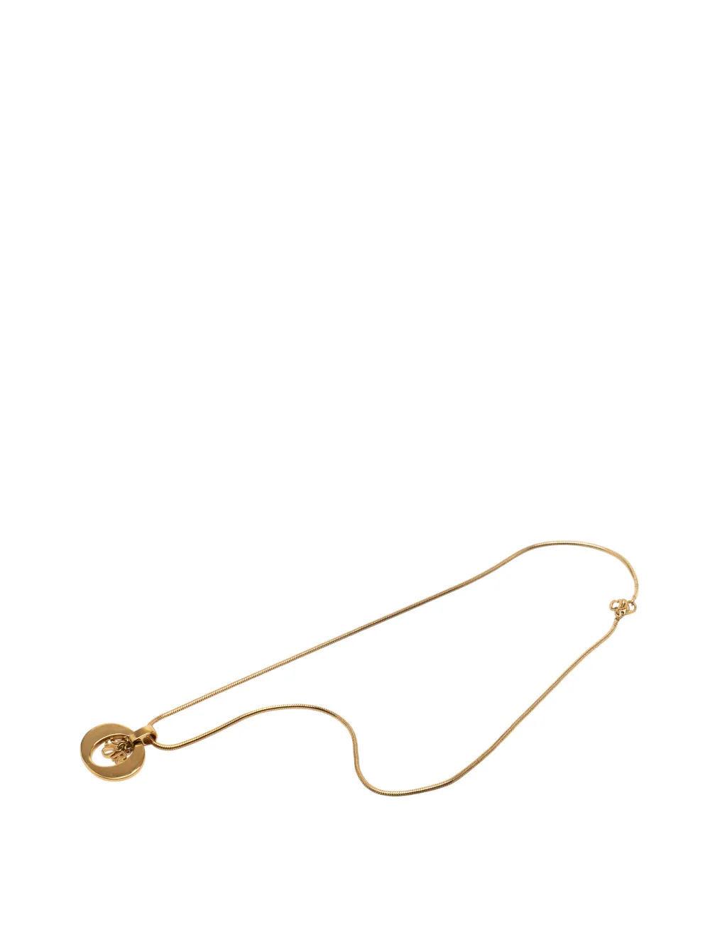 Christian Dior Pre-Owned 20th Century Gold Plated Logo Oval Pendant Necklace costume necklace - Oro