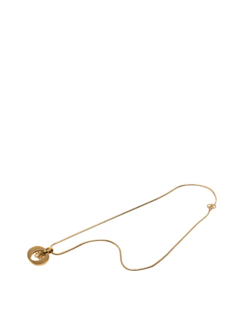 Christian Dior Pre-Owned 20th Century Gold Plated Logo Oval Pendant Necklace costume necklace