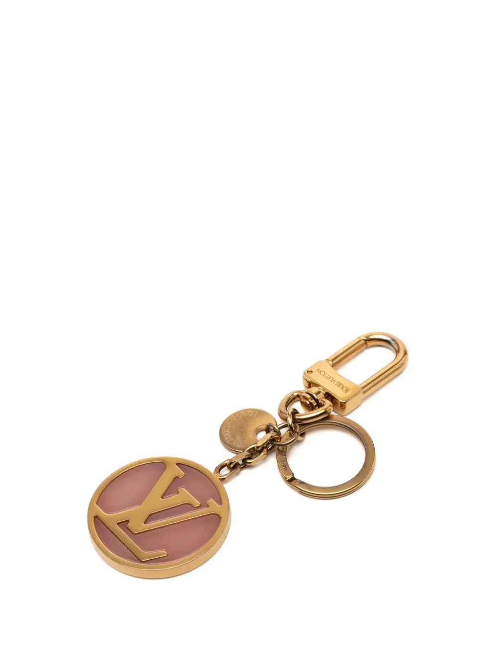 Louis Vuitton Pre-Owned 2016 Gold Plated and Resin LV Circle Holder and Bag Charm key chain - Oro