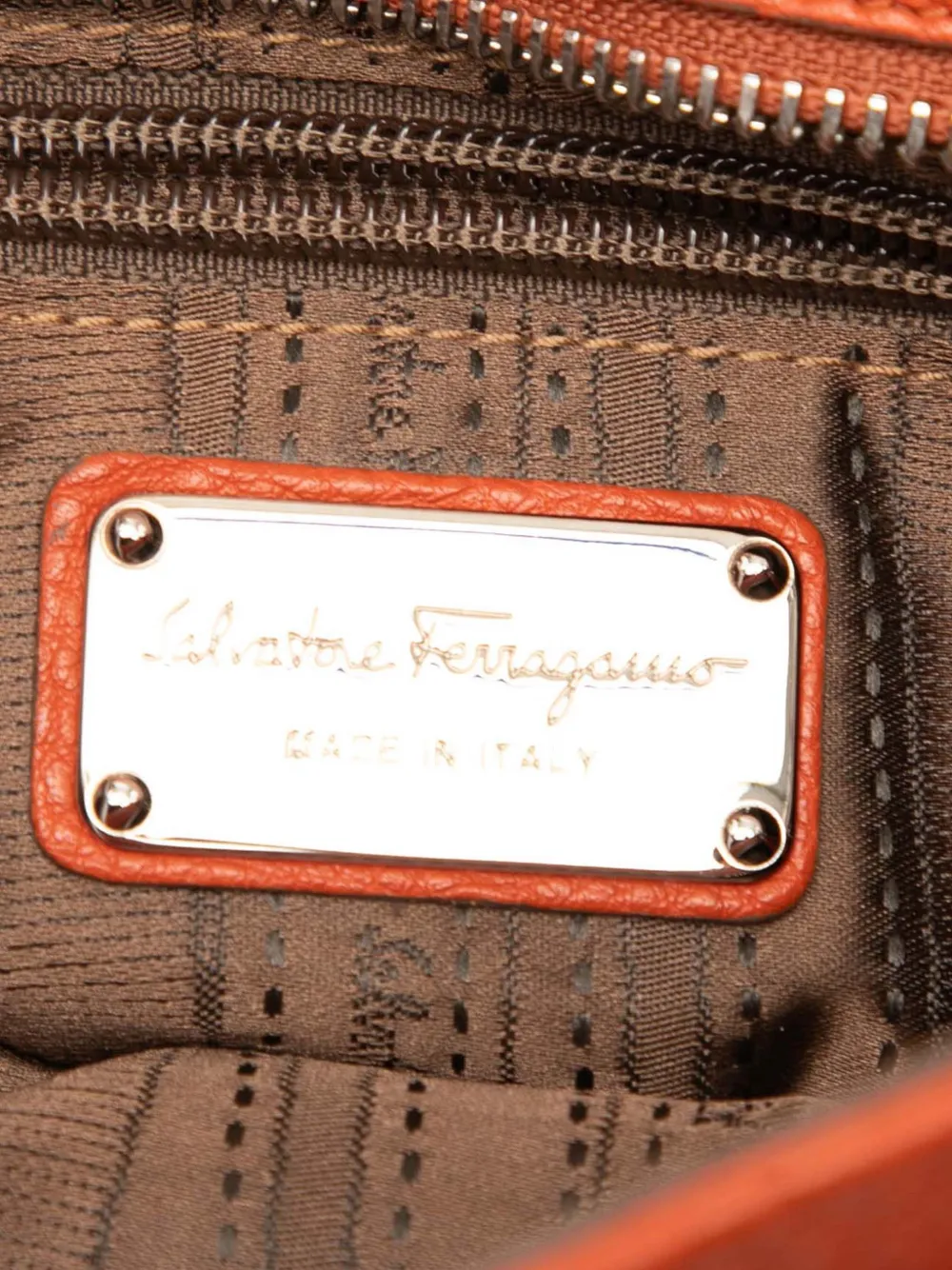 FERRAGAMO Pre-owned 2000-2025 Medium Leather Gancini Sofia Satchel In Orange