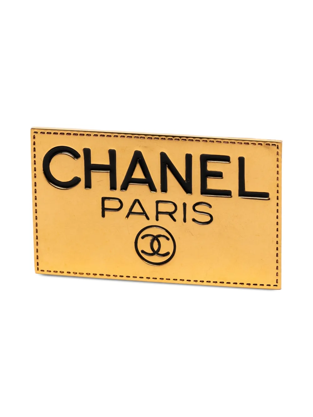 CHANEL Pre-Owned 1950-1970 Gold Plated Logo Plate Brooch costume brooch - Oro