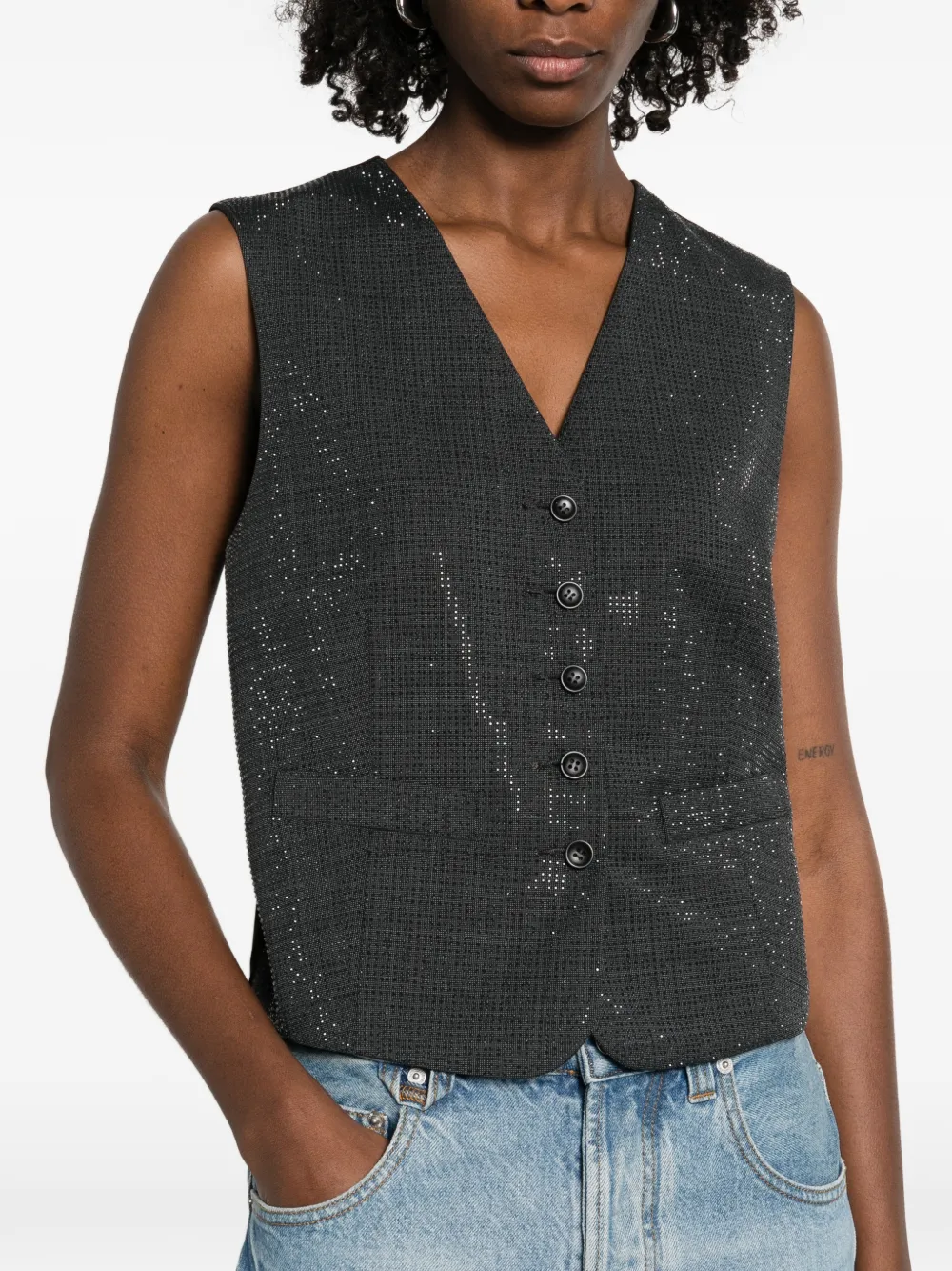Alexander Wang Top met V-hals en knopen Grijs