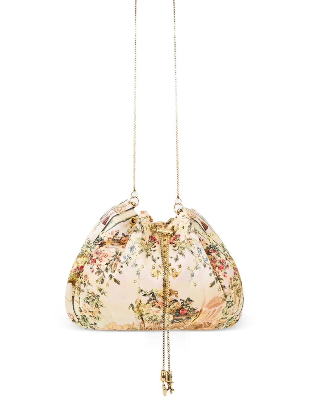 Camilla Crossbodytas met bloemenprint en kralen Beige
