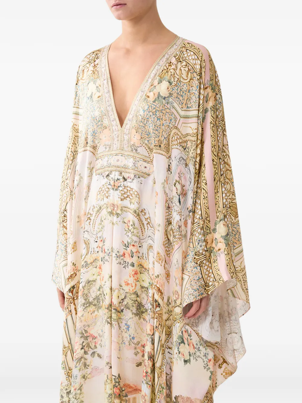 Camilla Maxi-jurk met bloemenprint Beige