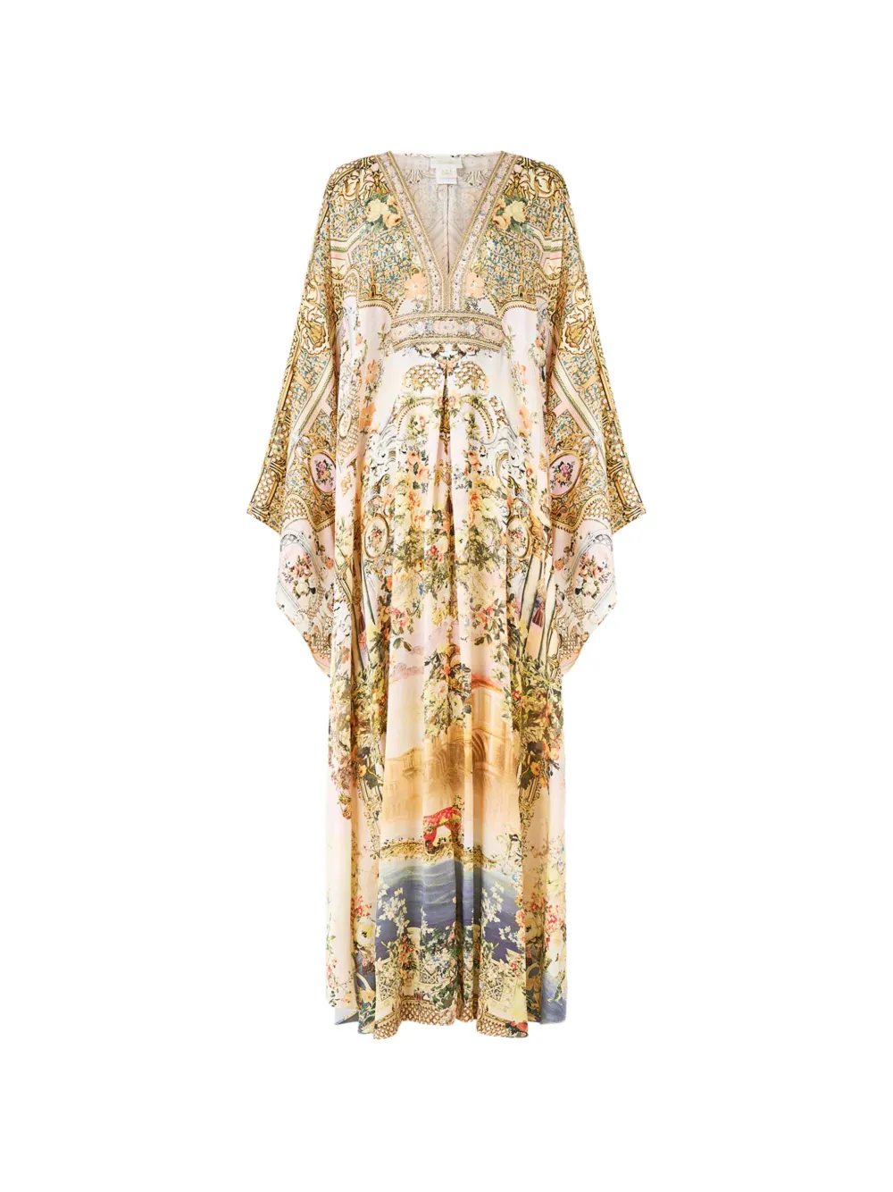 Camilla Abito corto con scollo a V e stampa floreale - Toni neutri