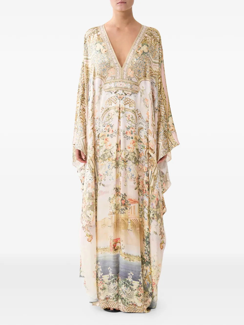 Camilla Maxi-jurk met bloemenprint Beige