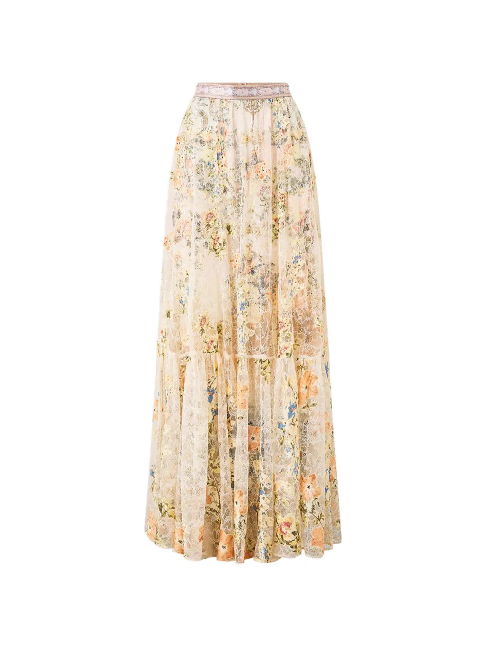 Camilla tiered floral lace skirt - Toni neutri