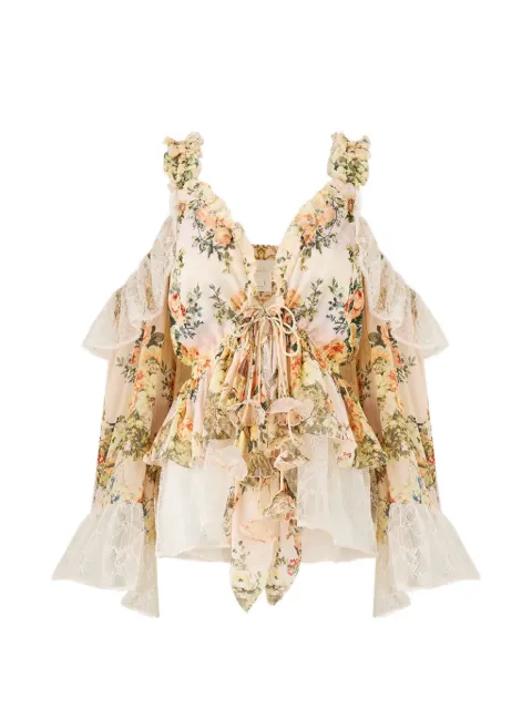 Camilla ruffled floral print top