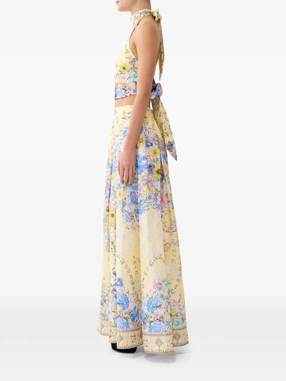  Camilla Floral Halterneck Top - Yellow 