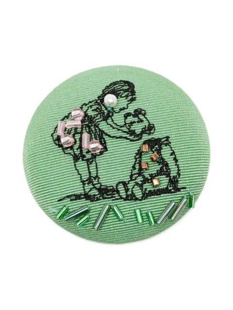 Undercover bead-embroidered silk brooch
