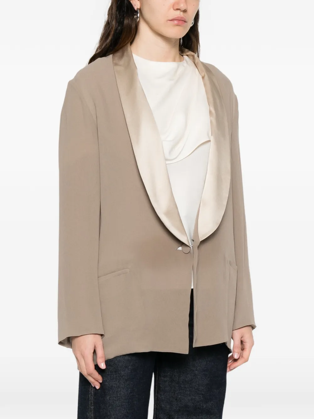 Shawl-Lapel Single-Button Blazer