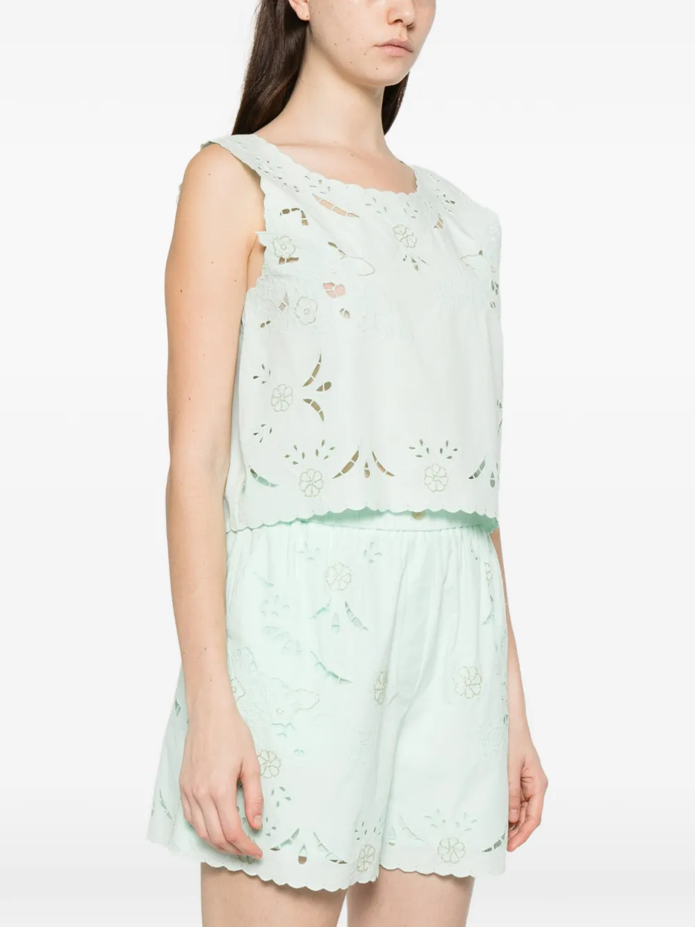  Forte Forte Floral Scalloped Top - Green 