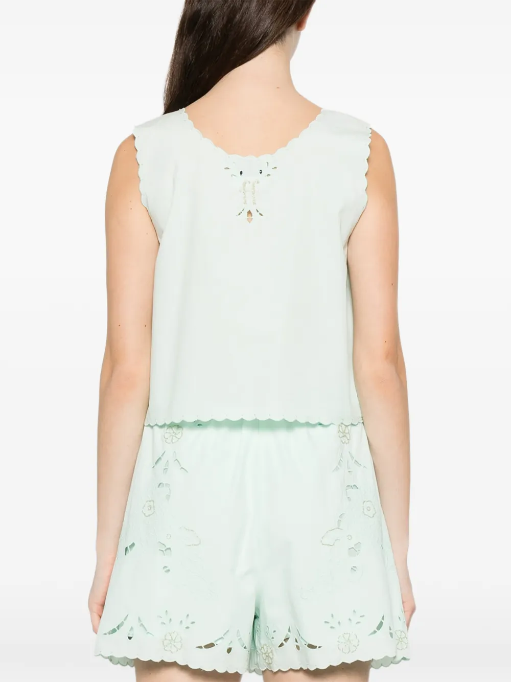 Forte Gewelfde top met bloemen Groen