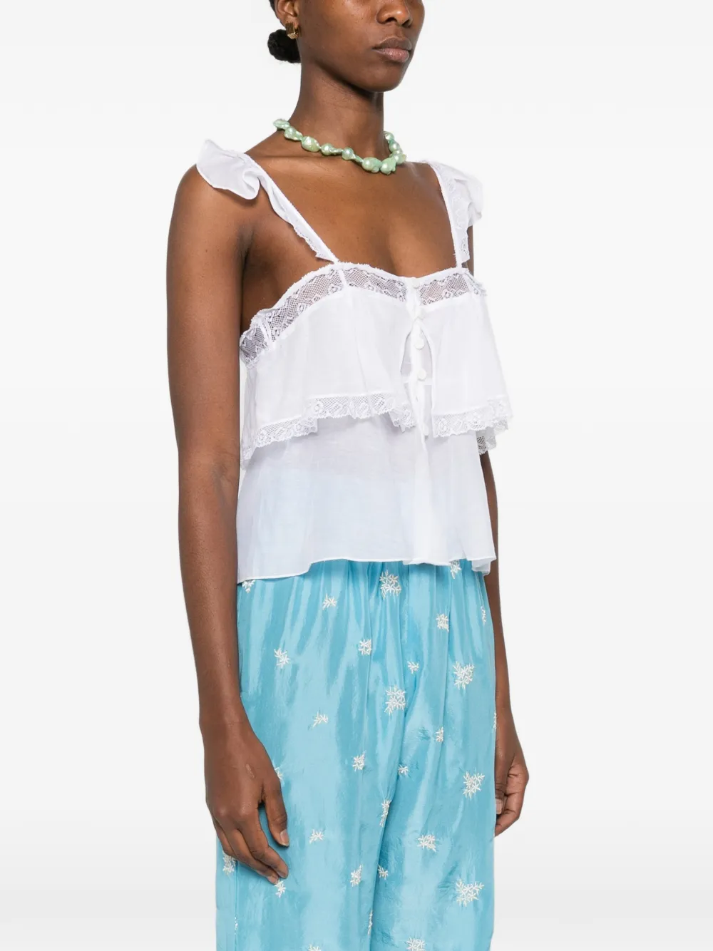 Ruffle Lace Trim Top