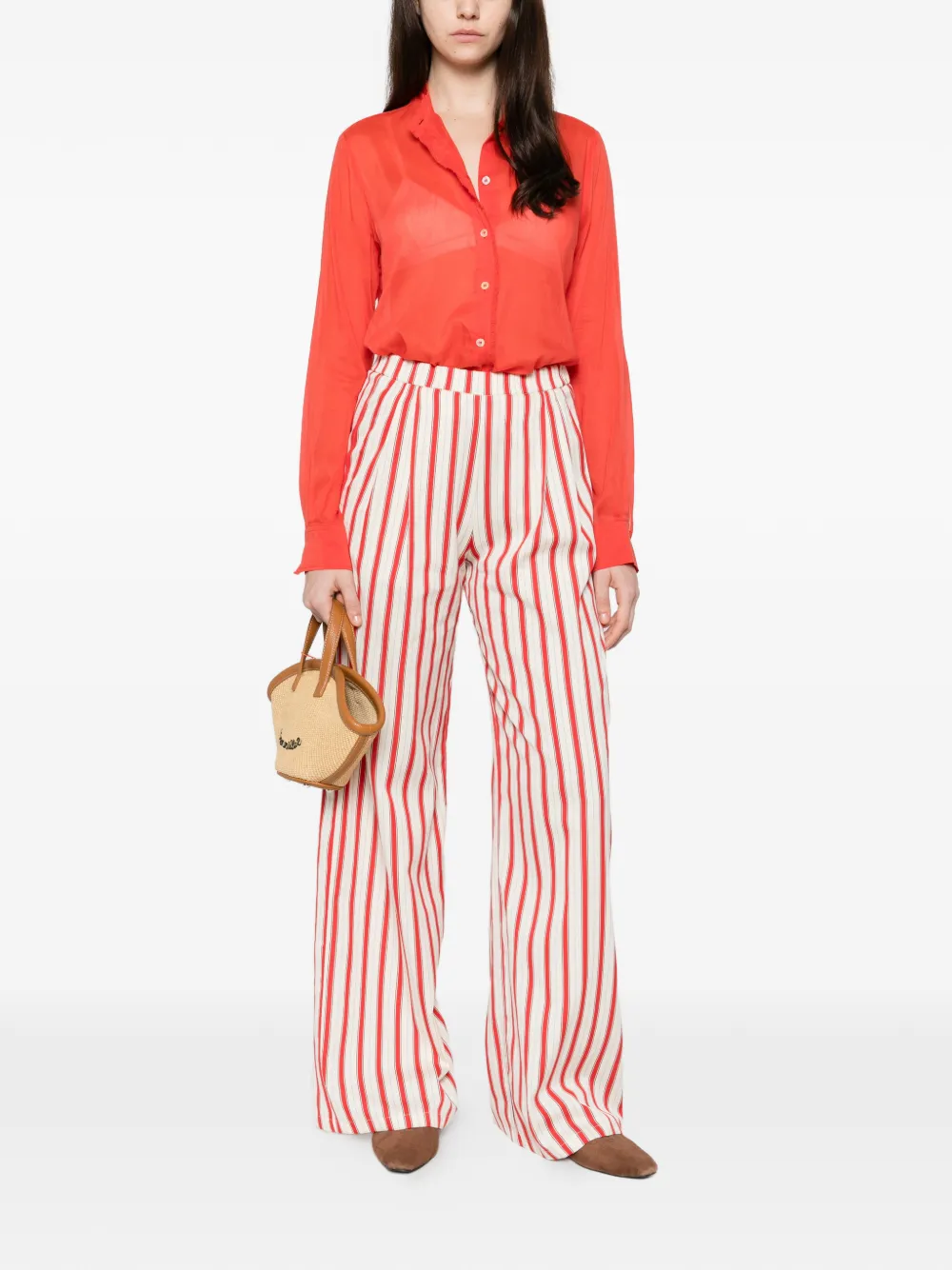 Forte Voile henley blouse Rood