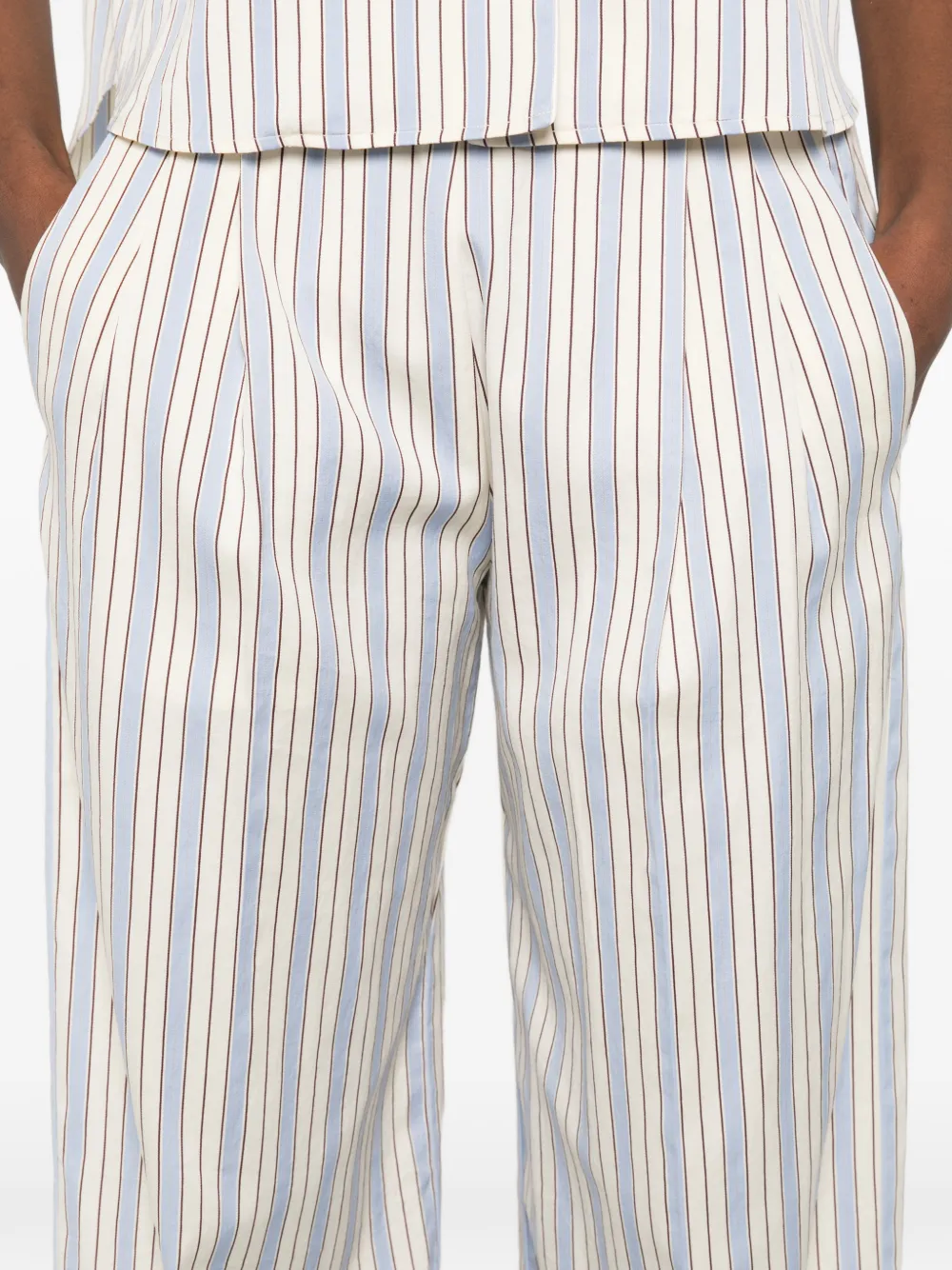 Forte Gestreepte broek Beige