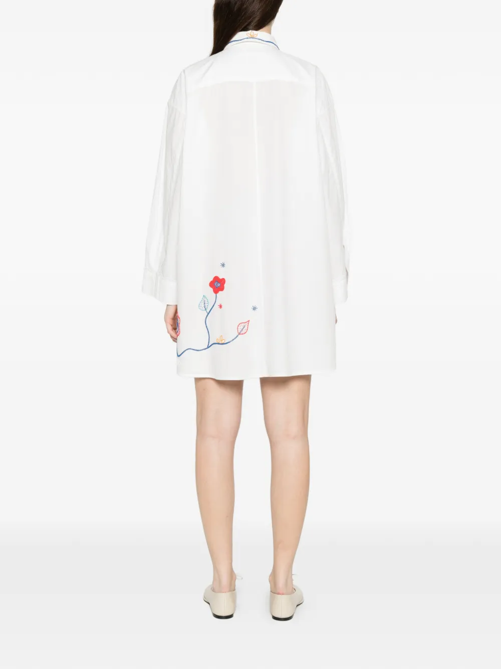Forte Jurk met geborduurde bloemen Wit