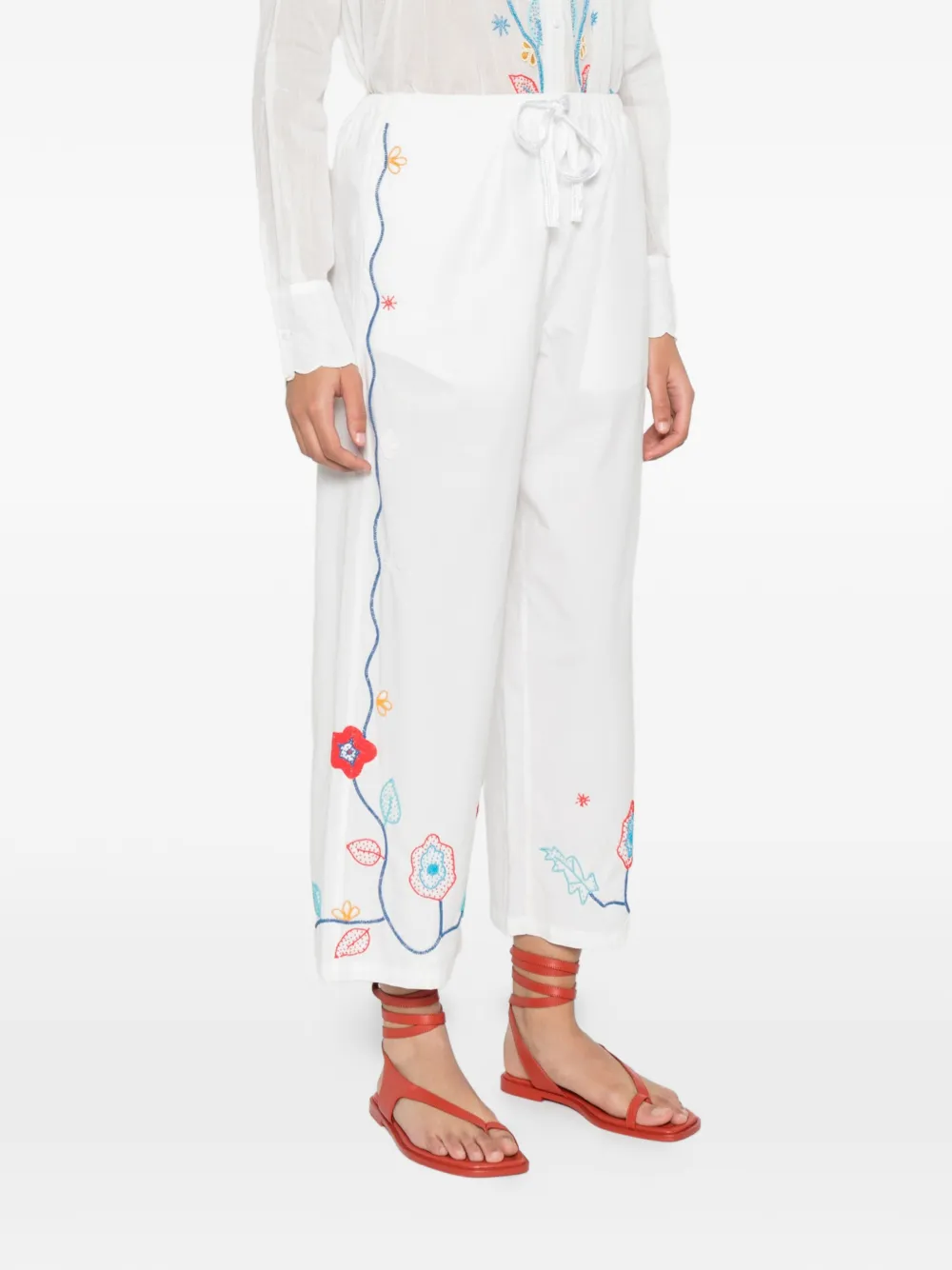  Forte Forte Floral-embroidered Trousers - White 