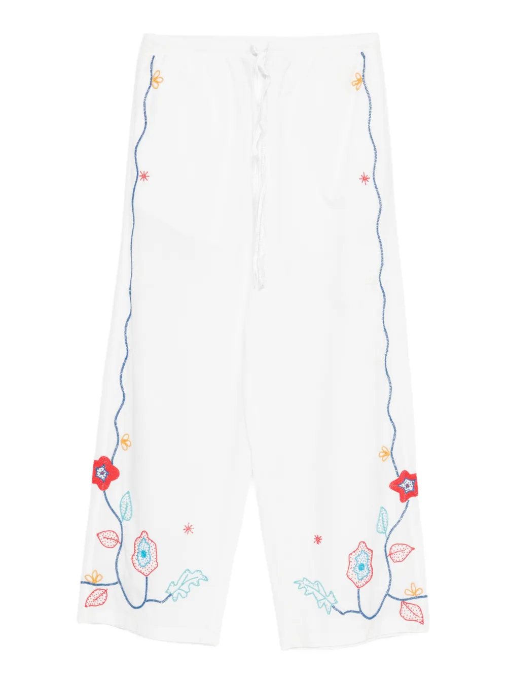 Forte Forte Pantaloni con ricamo a fiori - Bianco