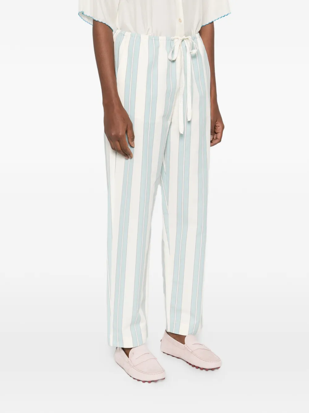  Forte Forte Striped Drawstring-fastening Trousers - White 