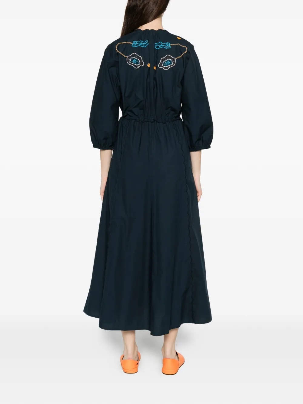 Forte Gewelfde jurk met kralen patroon Blauw