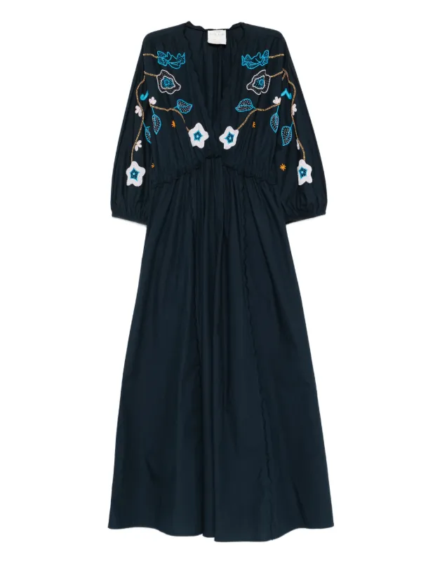 forte forte blue dress Forte Forte beaded-motifs Scalloped Dress | Blue