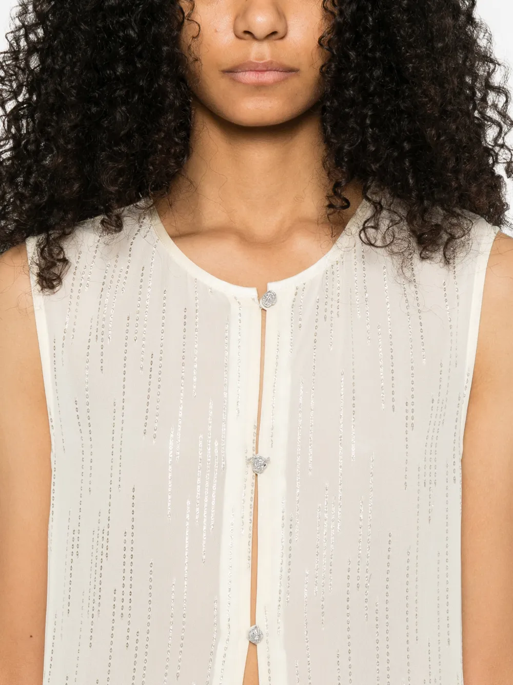 Forte Mouwloze jas met knopen Beige
