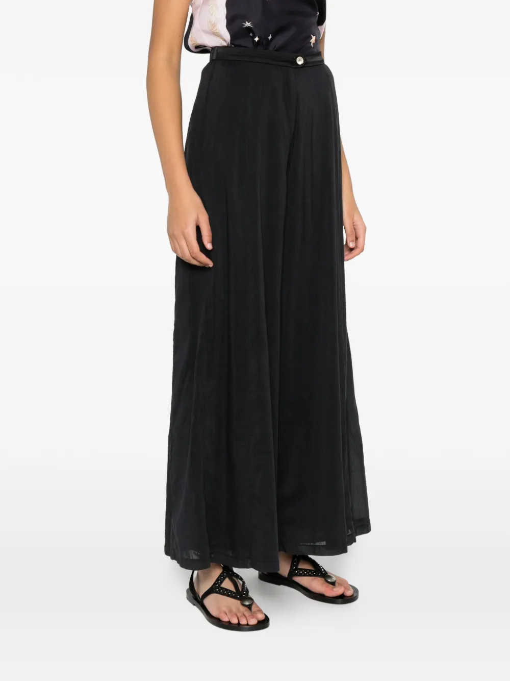 Forte Broek met wijde pijpen Zwart