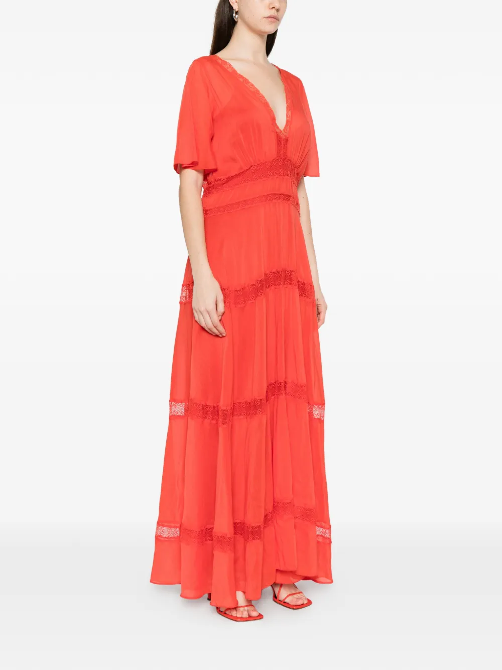  Forte Forte Lace V-neck Maxi Dress - Red 