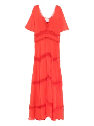 open lace back dress Farm Rio Red 3D Flower Euroflax Premium Linen Mini Dress, Red / XXS main image 1