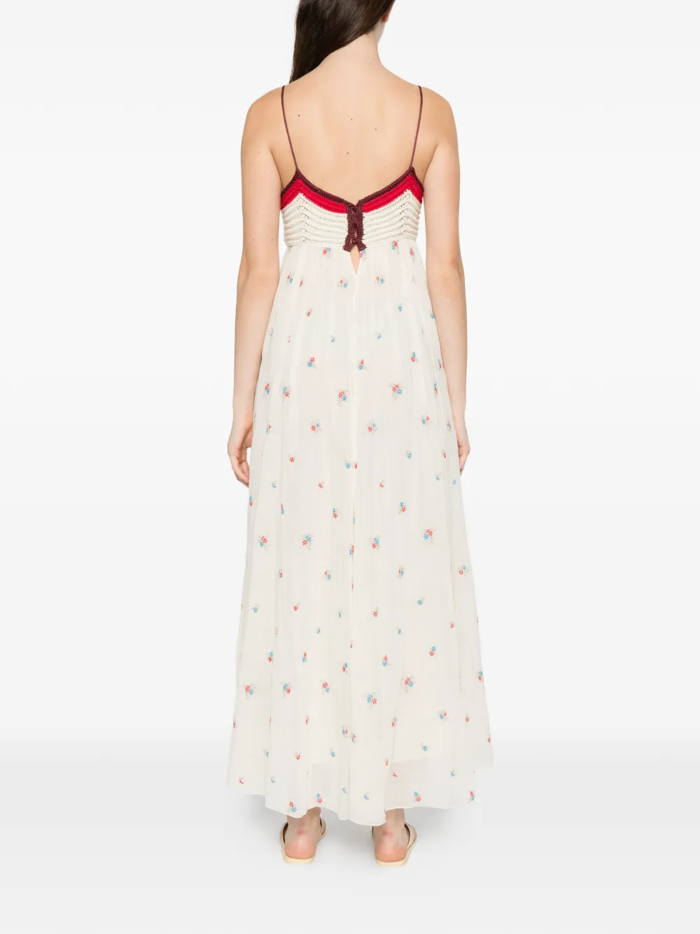 Forte Gehaakte maxi-jurk met geborduurde bloemen Beige