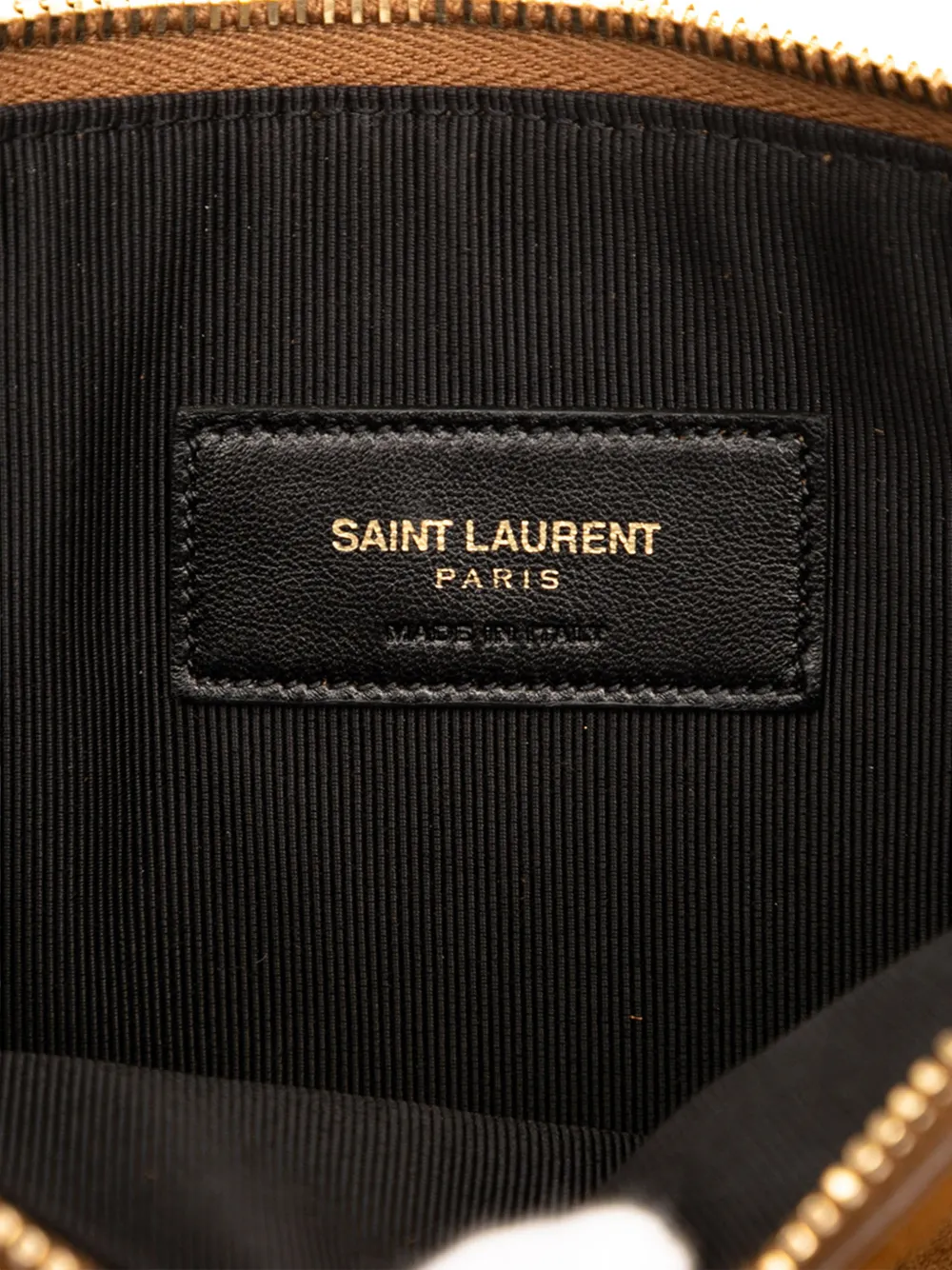 SAINT LAURENT Pre-owned 2015 Suede Joulie Fringe Clutch Bag In Brown