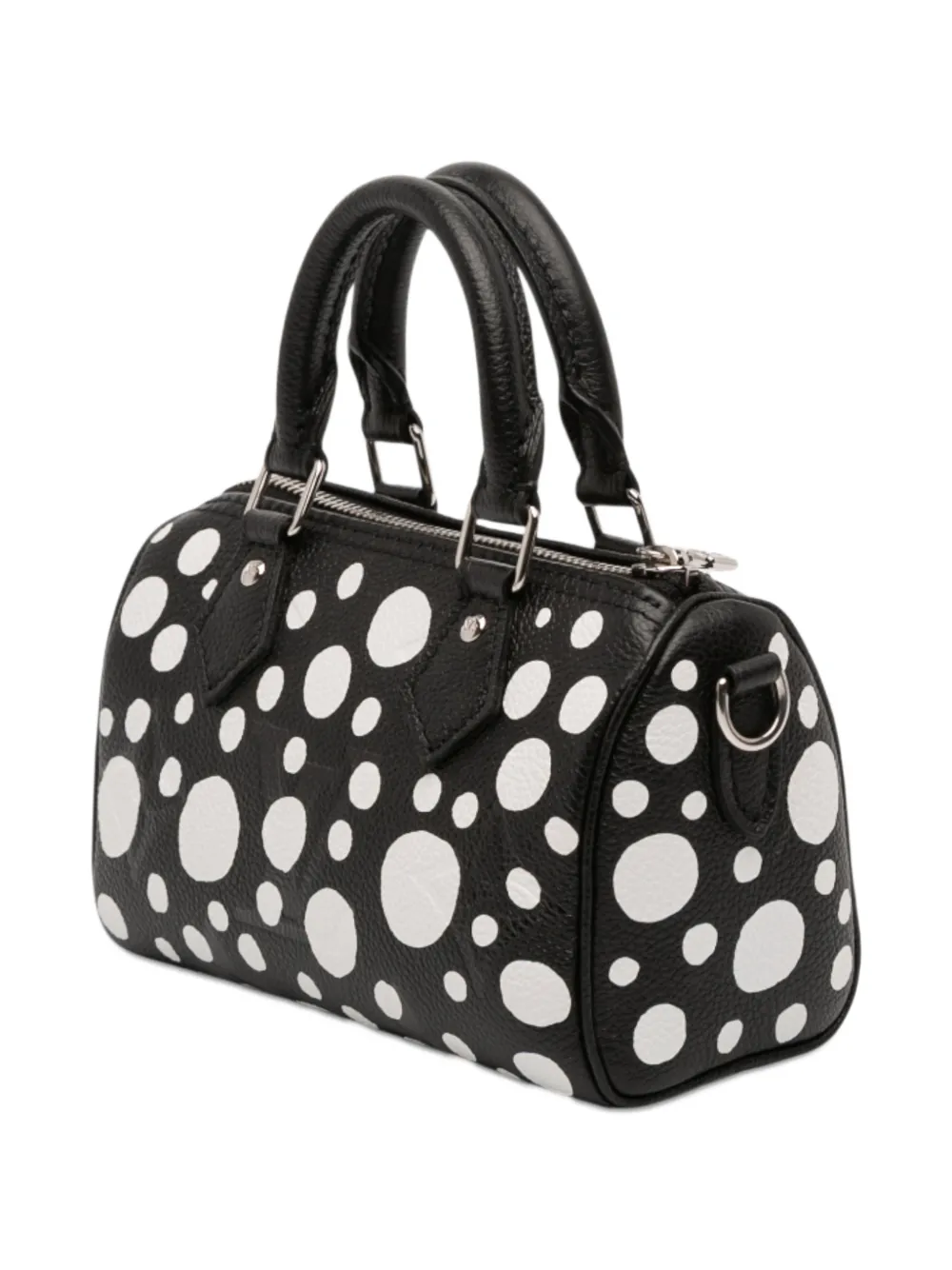 LOUIS VUITTON Pre-owned 2021-2025 Yayoi Kusama Monogram Giant Empreinte Nano Speedy Bandouliere Satchel In Black