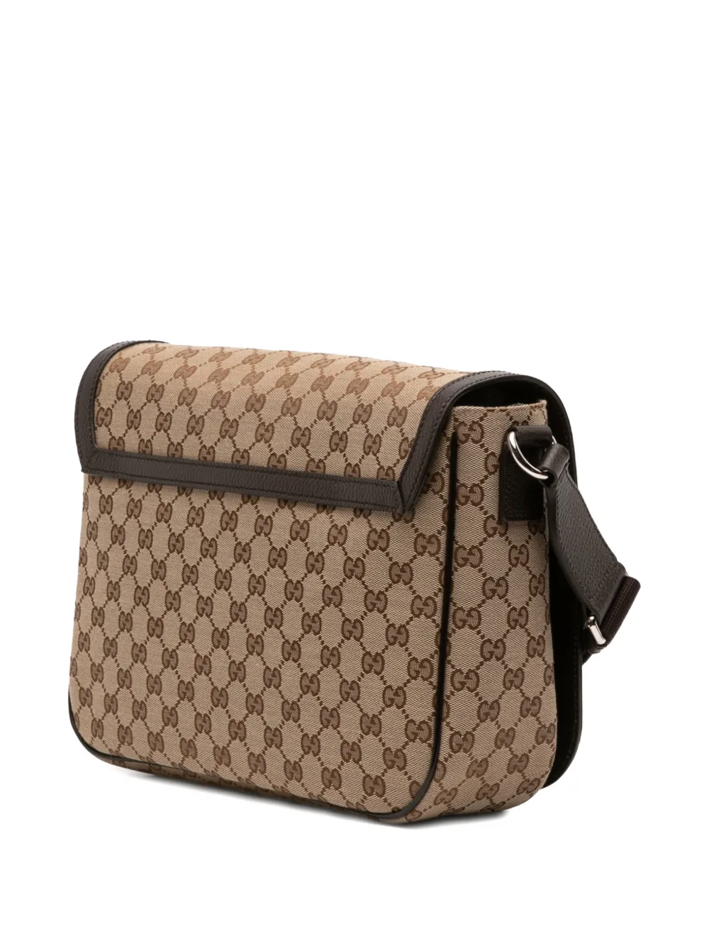 Pre-owned Gucci 2016-2025 Gg Canvas Flap Crossbody Bag In Brown