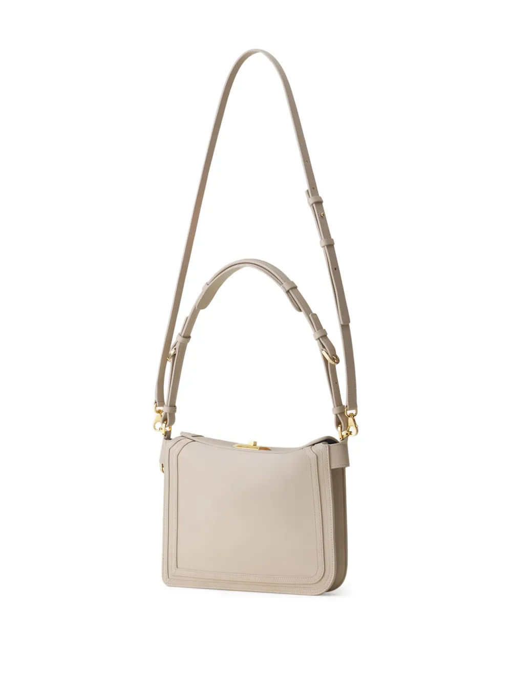  Lanvin Geometric Lock Shoulder Bag - Neutrals 