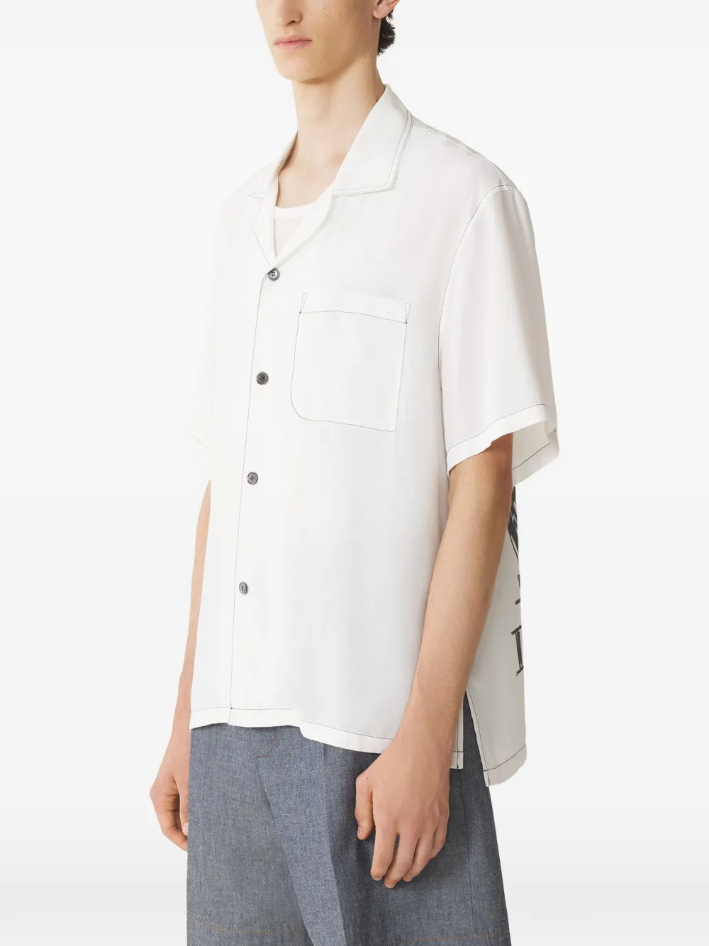  Lanvin Chest-pocket Back-graphic Shirt - White 