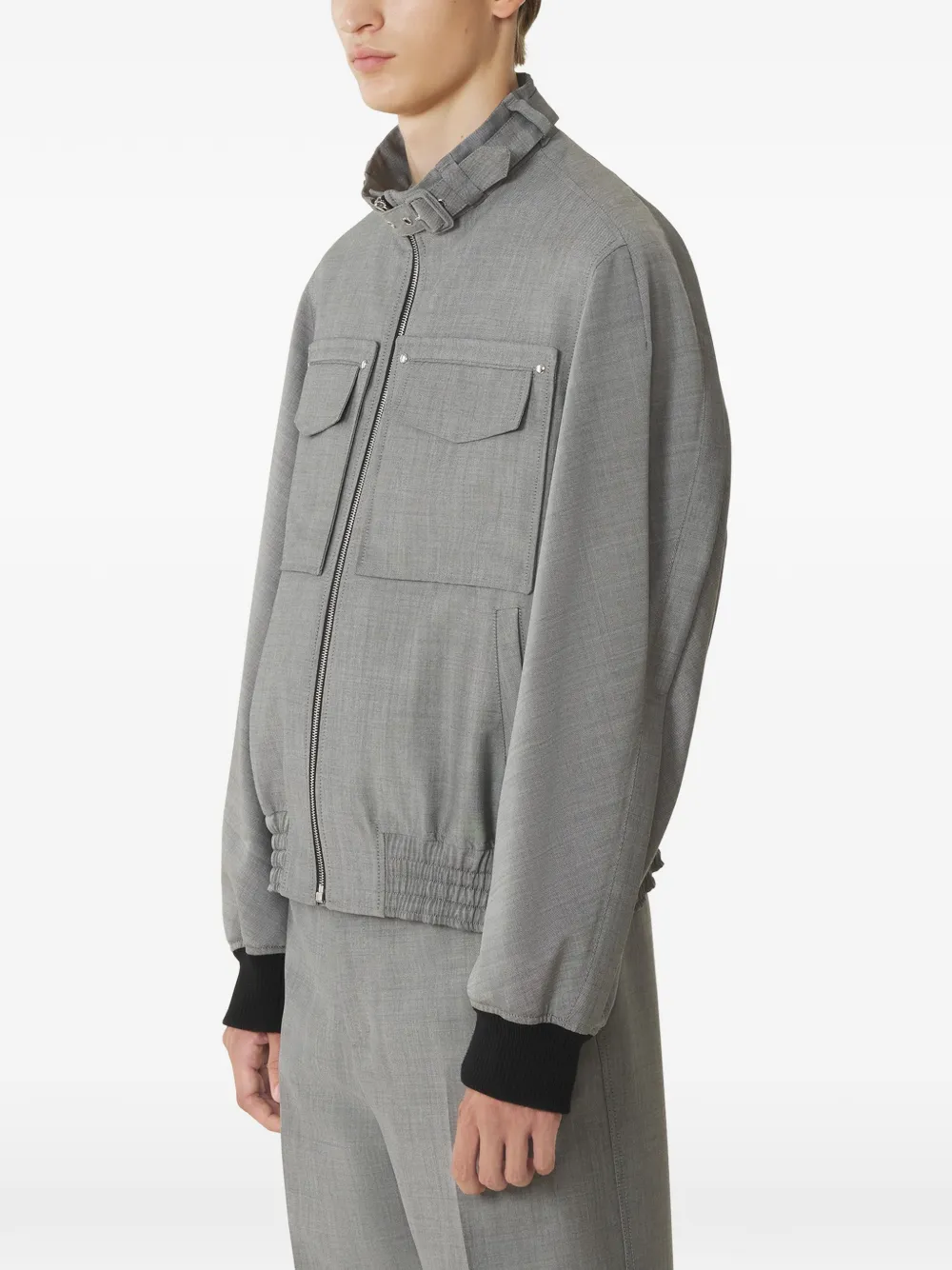 Lanvin Zip-up Chest-pockets Jacket - Grey 
