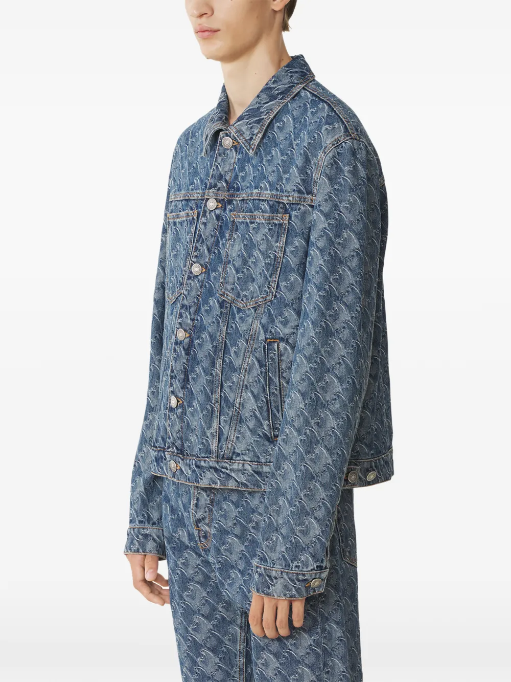  Lanvin Patterned Logo-patch Jacket - Blue 