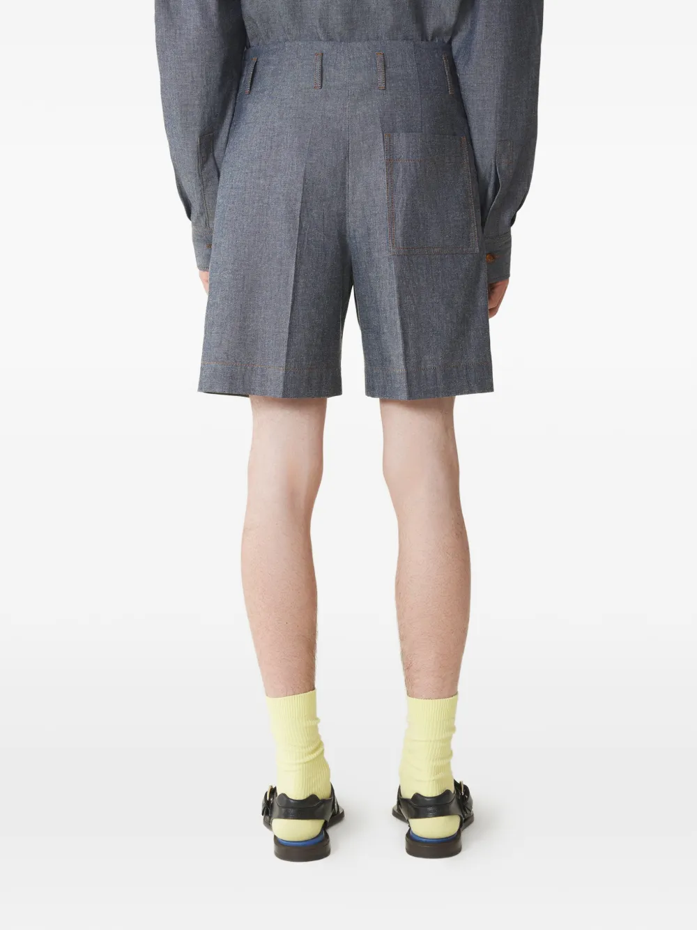 Lanvin Geplooide katoenen shorts Blauw