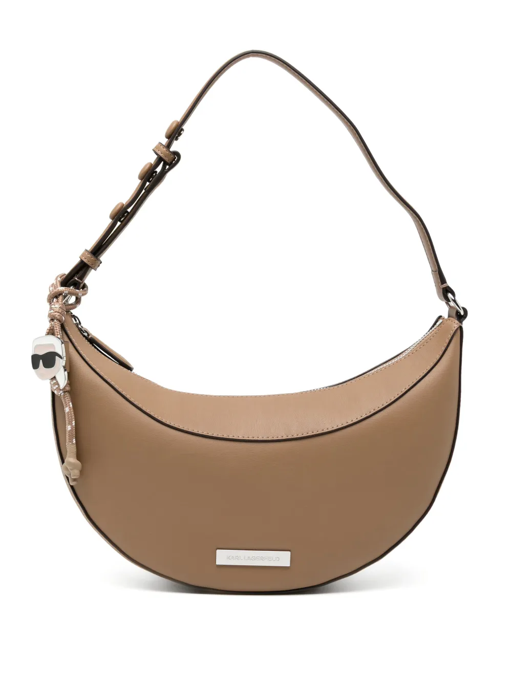 Karl Lagerfeld Ikon Smooth Halfmoon shoulder bag - Marrone
