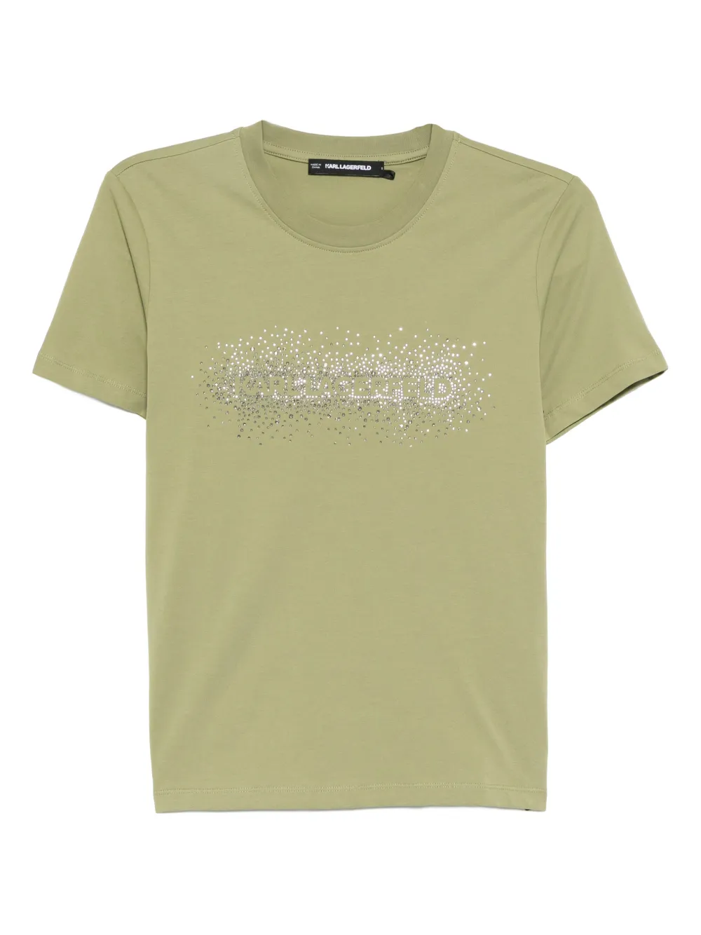 Karl Lagerfeld rhinestone-embellishment crew-neck T-shirt - Verde