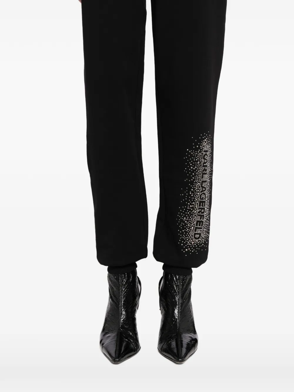 Karl Lagerfeld Joggingbroek verfraaid met stras en logo Zwart