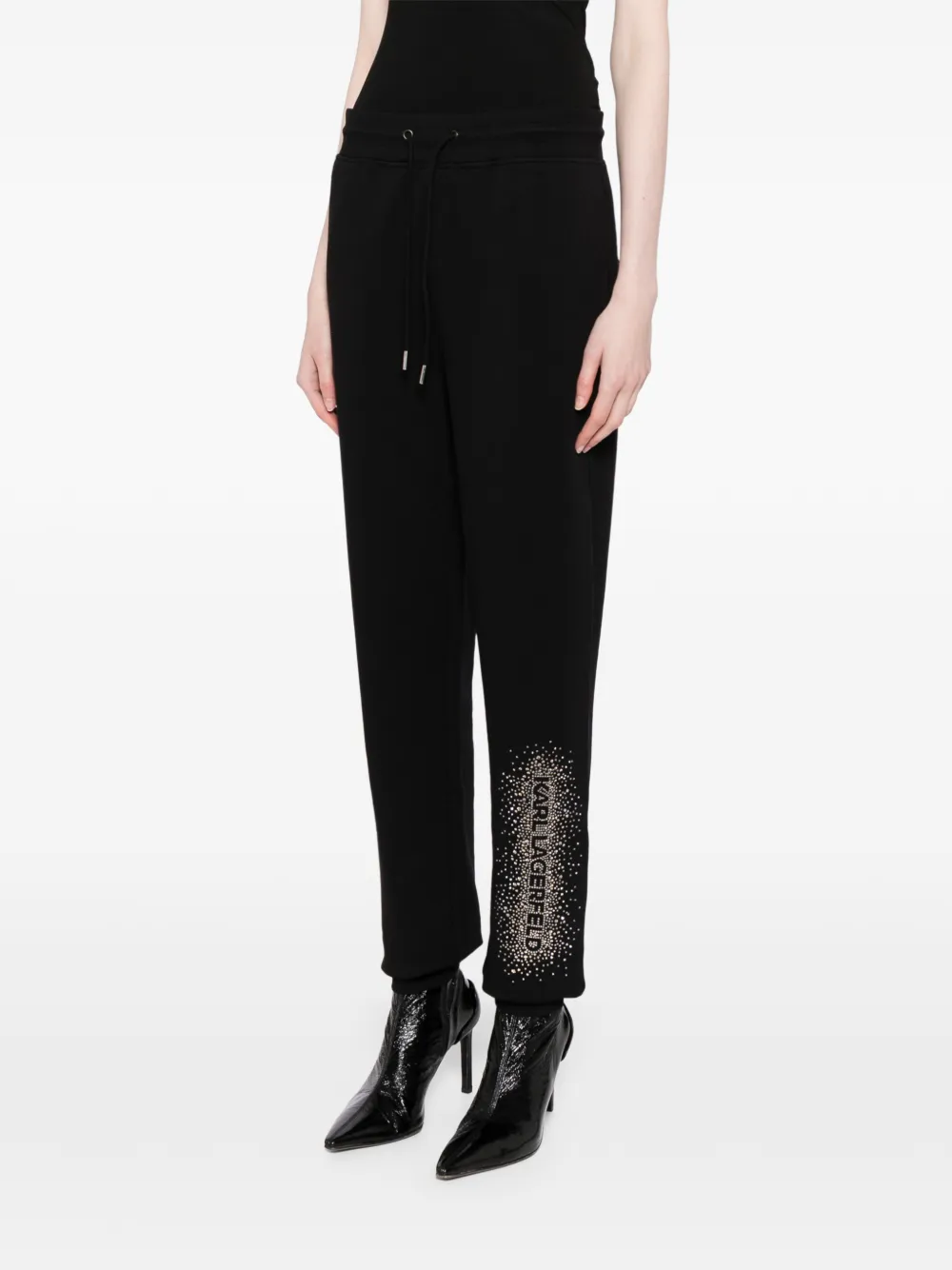 Karl Lagerfeld Joggingbroek verfraaid met stras en logo Zwart