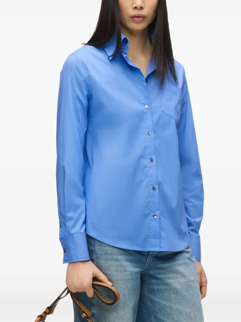 Karl Lagerfeld Popeline blouse Blauw
