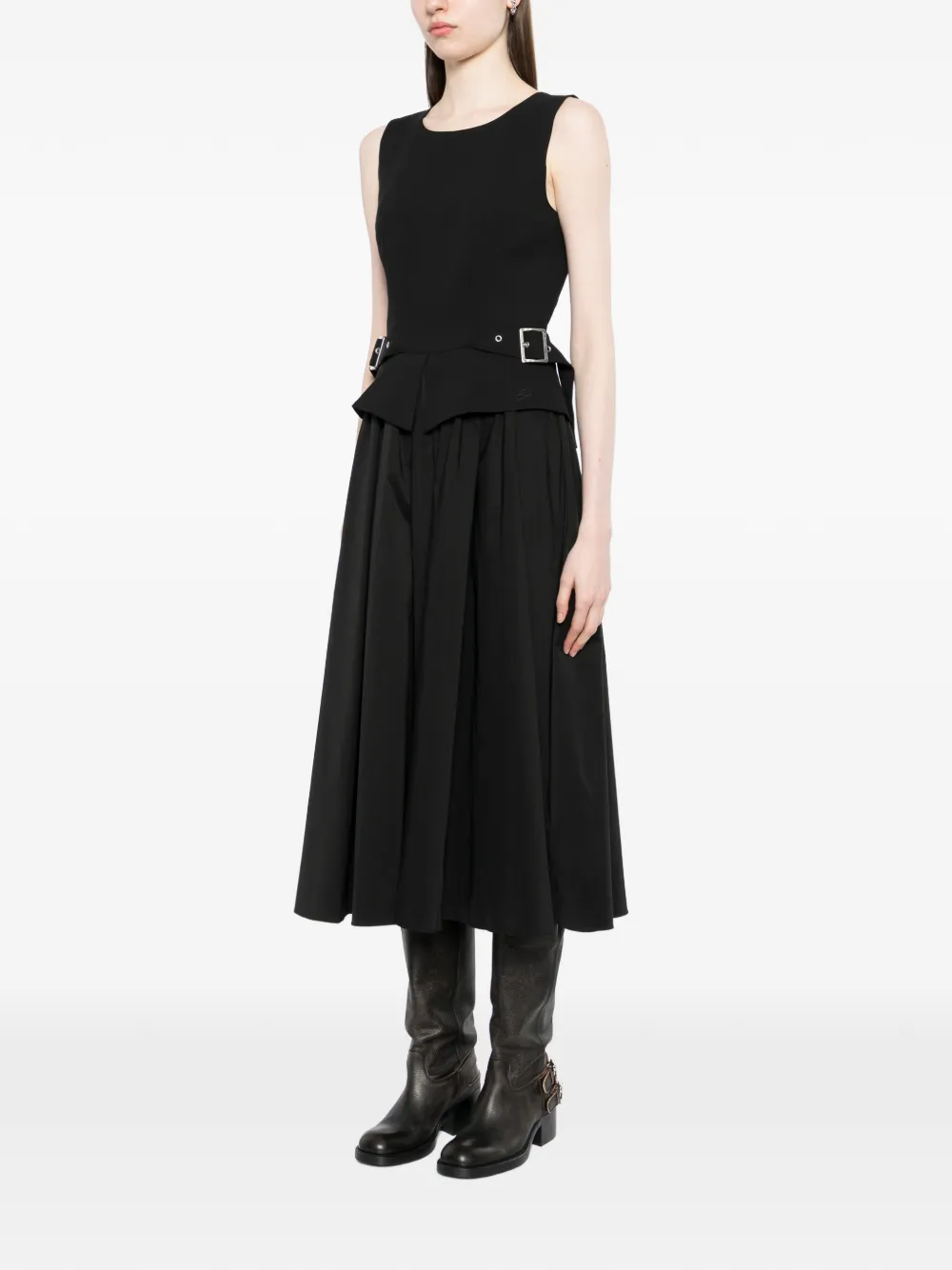 Karl Lagerfeld Midi-jurk met ceintuur Zwart
