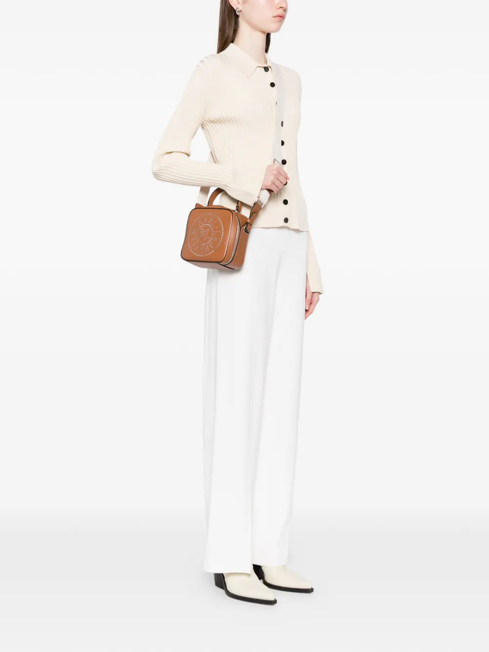  Karl Lagerfeld K/circle Perforated Mini Bag - Brown 